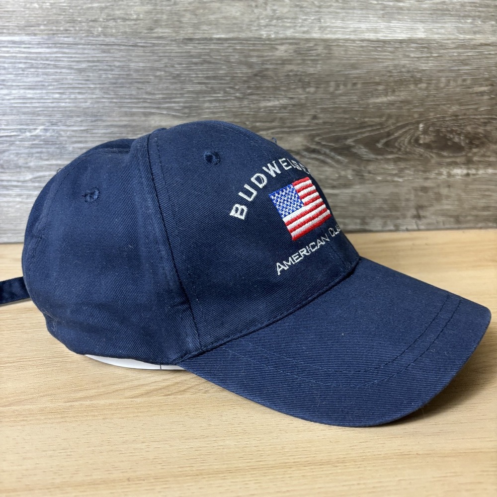 Budweiser Hat Cap Strap Back Embroidered American Classic Flag Mens USA Patrioti - Picture 6 of 8